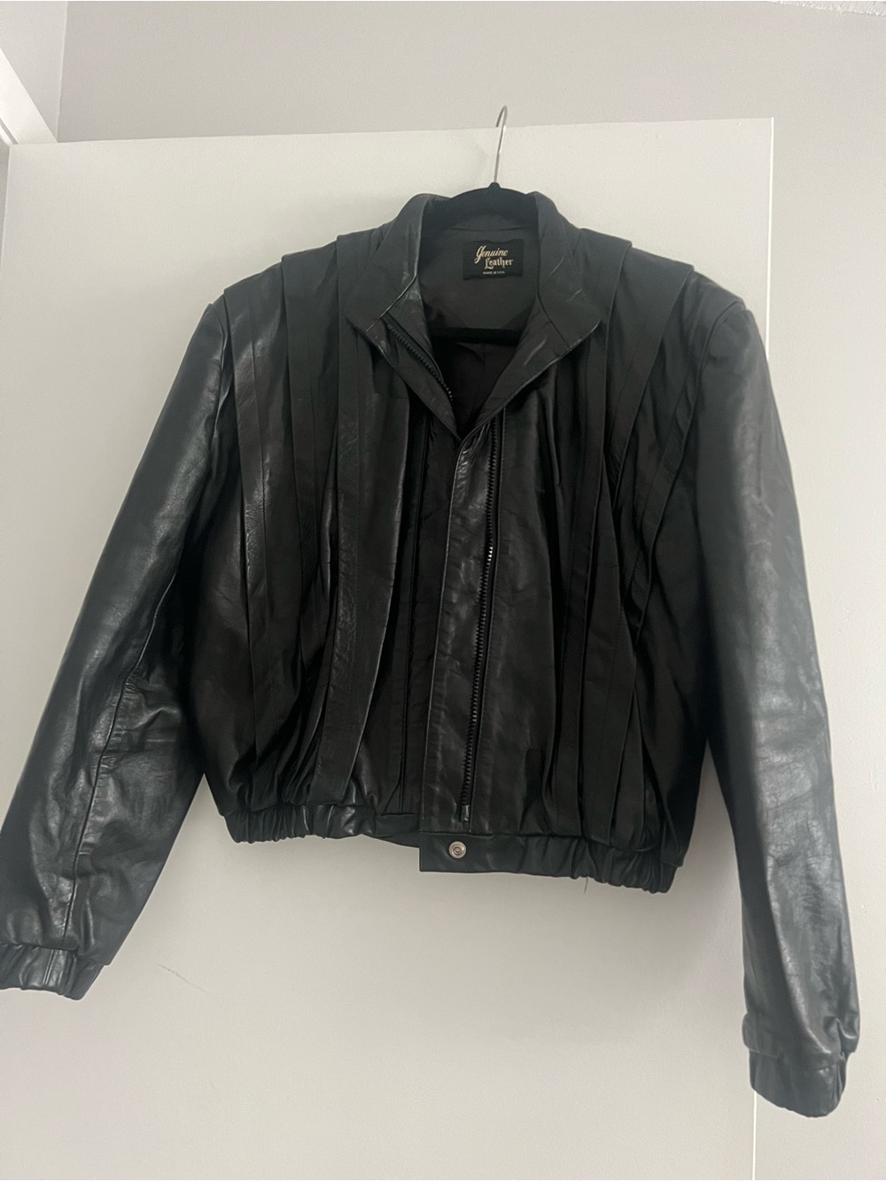 Black Women's Pleated Bomber Jacket